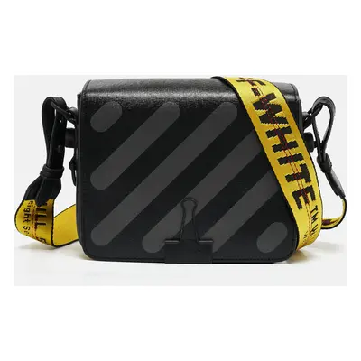 Off-White Black/Grey Diagonal Print Leather Binder Clip Crossbody Bag