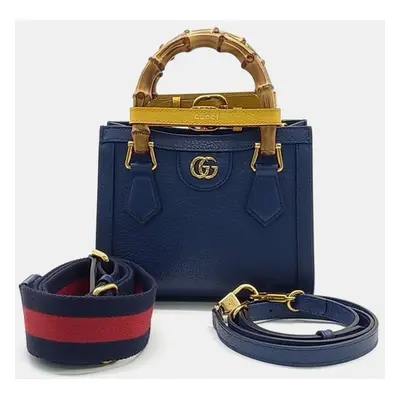 Gucci Navy Blue Leather Diana tote bag