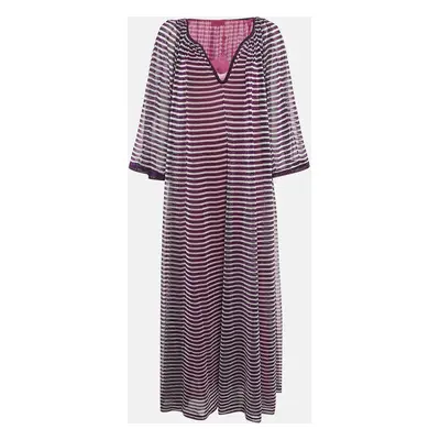 Missoni Purple Stripe Lurex Silk Knit Maxi Dress