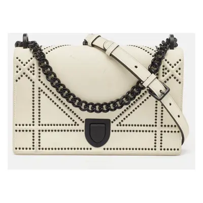 Dior White Leather Diorama Flap Shoulder Bag