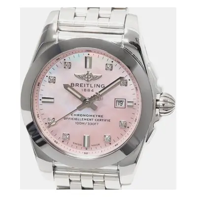 Breitling Pink Stainless Steel Galactic W72348121A2A1 Quartz Women's Wristwatch mm