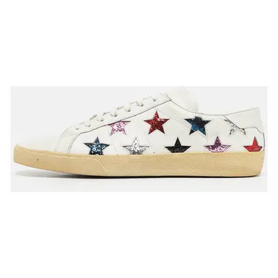 Saint Laurent White Leather Court Classic Lace Up Sneakers Size