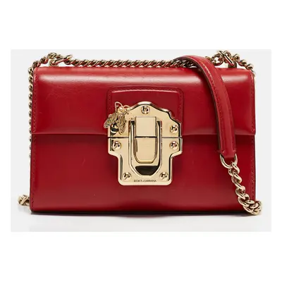 Dolce & Gabbana Red Leather Lucia Bee Shoulder Bag