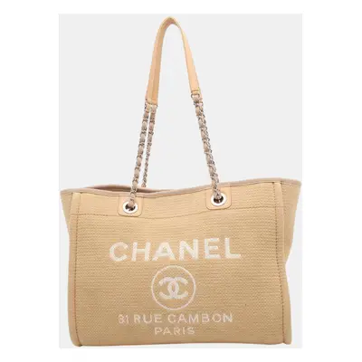 Chanel Beige Canvas Deauville Medium Bag