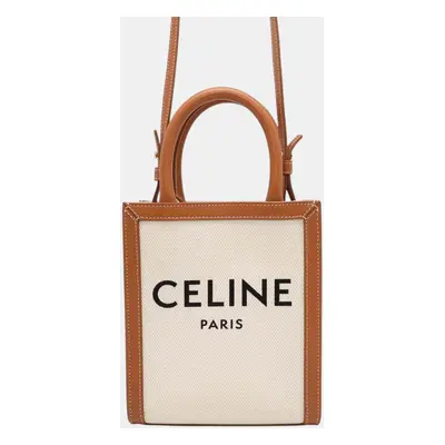 Celine Beige/Brown Canvas/Leather Mini Vertical Shoulder Bag