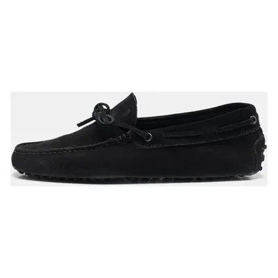 Tod's Black Suede Bow Slip On Loafers Size