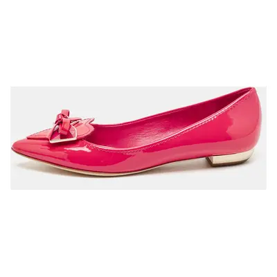 Dior Pink Patent Leather Bow Pointed Toe Ballet Flats Size