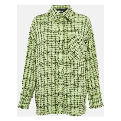 MSGM Green Tweed Fringed Jacket