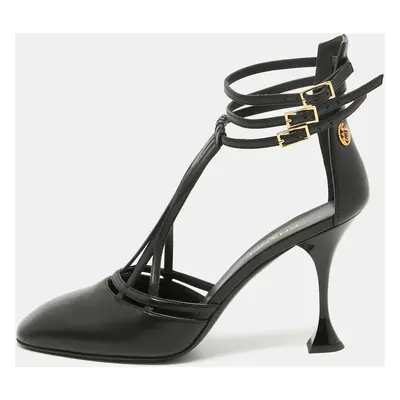 Chanel Black Leather Ankle Strap Pumps Size