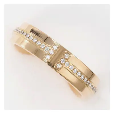 Tiffany & Co. 18K Rose Gold and Diamond T Two Band Ring EU