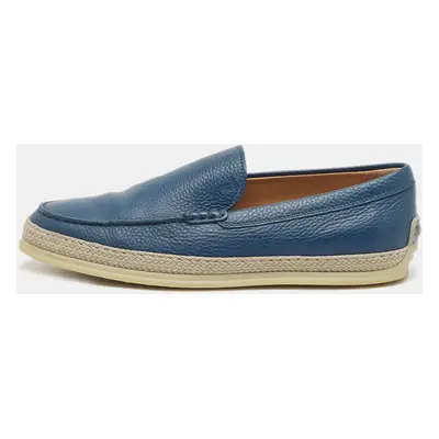 Tod's Blue Leather Slip On Loafers Size