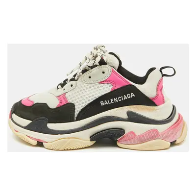 Balenciaga Multicolor Faux Leather and Mesh Triple Sneakers Size