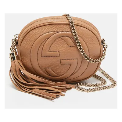 Gucci Beige Leather Mini Soho Disco Chain Crossbody Bag