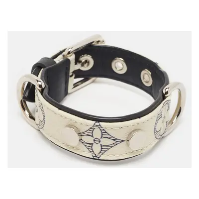 Louis Vuitton Heartbeat Chapman Brothers Flower Bron Ankle Monogram Leather Silver Tone Bracelet