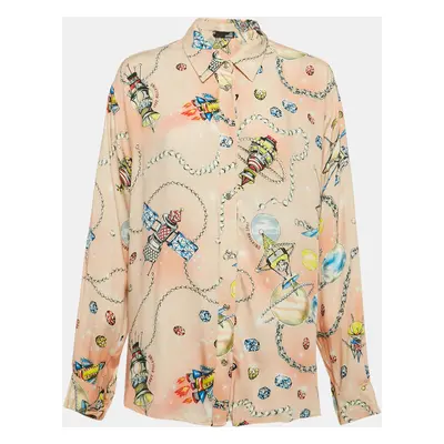 Love Moschino Multicolor Viscose Button Front Oversized Shirt