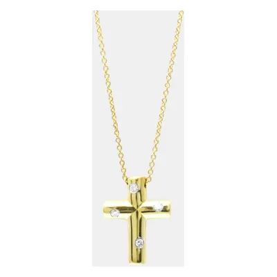 Tiffany & Co. 18K Yellow Gold and Diamond Cross Pendant Necklace