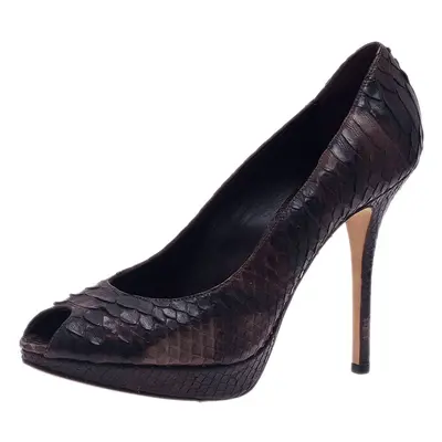 Dior Black Python Miss Dior Peep Toe Pumps Size