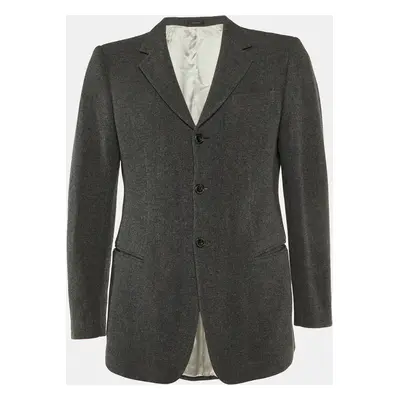 Emporio Armani Grey Wool & Cashmere Single Breasted Blazer