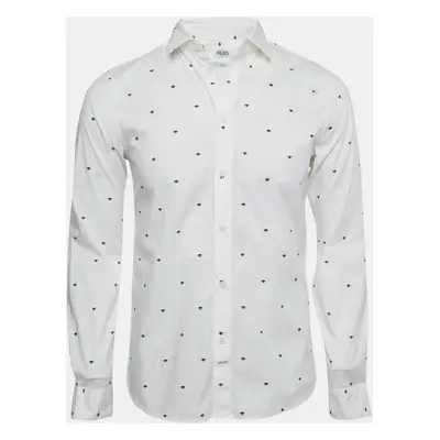 Kenzo White Eye Print Cotton Button Front Shirt