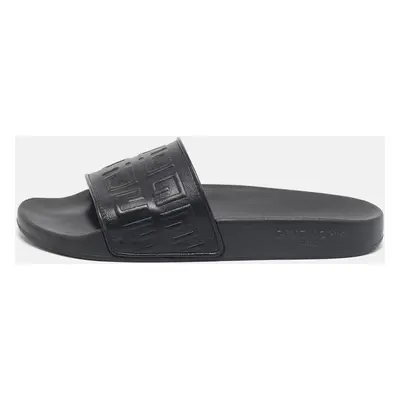 Givenchy Black Rubber Logo Flat Slide Sandals Size