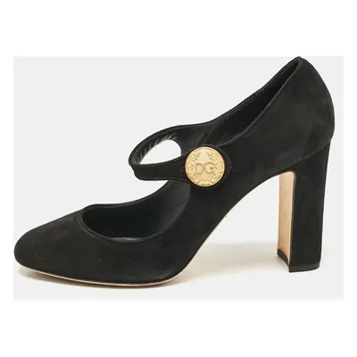 Dolce & Gabbana Black Suede Vally Mary Jane Pumps Size