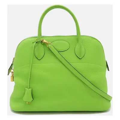 Hermes Green Leather Bolide Handbag