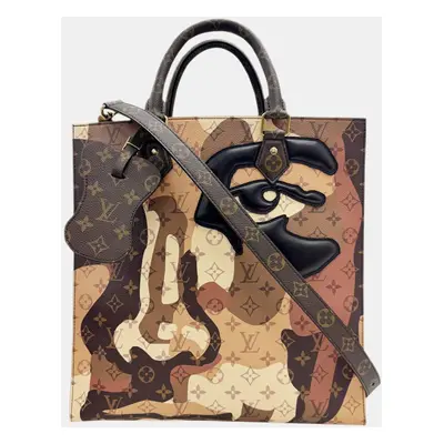 Louis Vuitton Brown Monogram Canvas, Leather Sac Plat Tote Bag