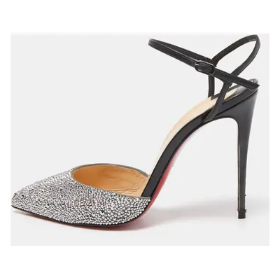 Christian Louboutin Grey/Black Suede and Leather Rivierina Strass Pumps Size