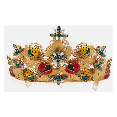 Dolce & Gabbana Gold Tone Resin Beetle & Crystal Embellished Tiara