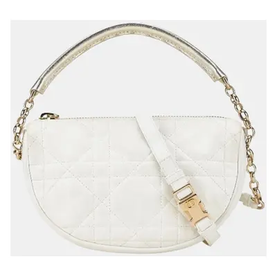 Christian Dior White Lambskin Dior Vibe Hobo Small Shoulder Bag