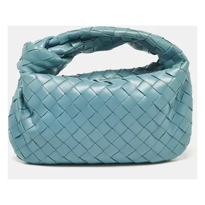 Bottega Veneta Teal Blue Intrecciato Leather Mini Jodie Hobo