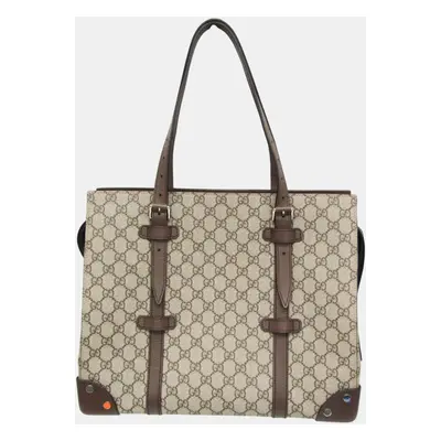 Gucci Beige Brown GG Supreme Tote Bag