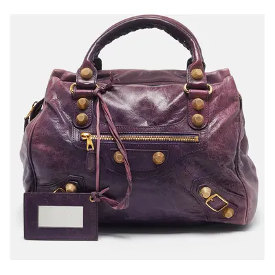 Balenciaga Purple Leather GGH Midday Bag