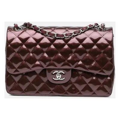 Chanel Red Jumbo Classic Patent Double Flap Bag