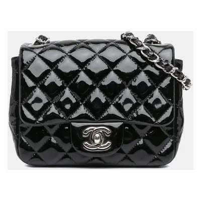 Chanel Black Patent Leather Mini Square Classic Single Flap Bag