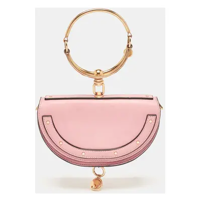 Chloe Pink Leather Small Nile Bracelet Minaudiere Crossbody Bag