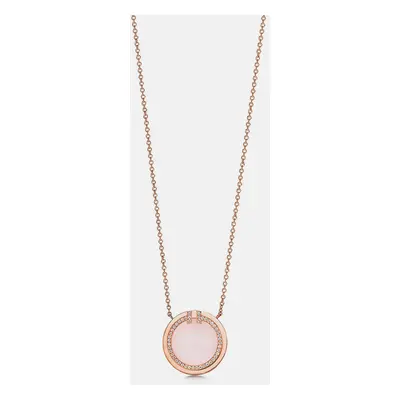 Tiffany & Co. Rose Gold Diamond Circle Pink T Series Opal Round Cake Necklace