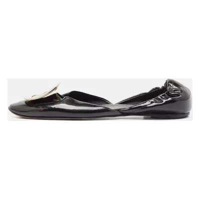 Roger Vivier Black Patent Leather Chip Scrunch Flats Size