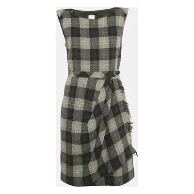 Weekend Max Mara Grey Plaid Wool Short Dress