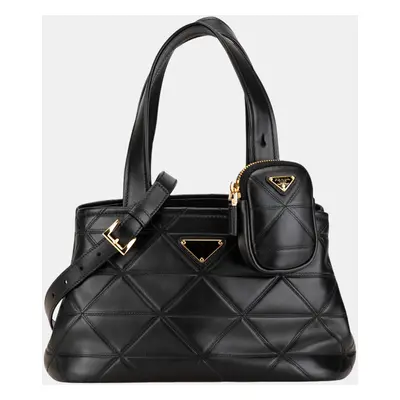 Prada Black Small Quilted Lambskin Satchel