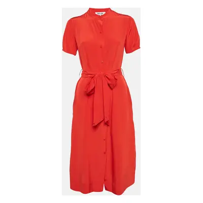 Diane Von Furstenberg Orange Silk Button Front Dress