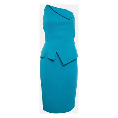 Roland Mouret Blue Wool Off-Shoulder Short Dress