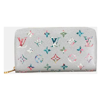 Louis Vuitton Silver Metallic Monogram Garden Zippy Wallet