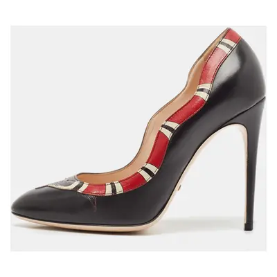 Gucci Black/Red Leather Kingsnake Pumps Size 37.5