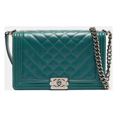 Chanel Green Quilted Leather New Boy Bag