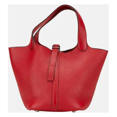 Hermes Red Leather Picotin Lock PM Handbag