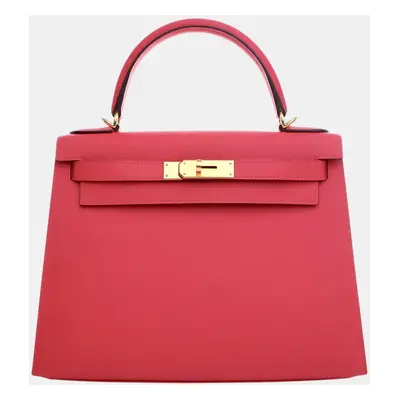 Hermes Rose Extreme Epsom Leather Kelly Sellier Bag