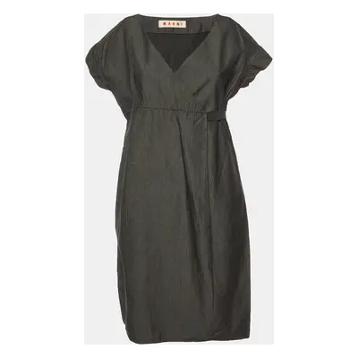 Marni Charcoal Grey Cotton Faux Wrap Dress