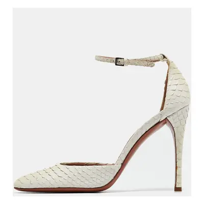 Alaia Cream Python Ankle Strap Pumps Size