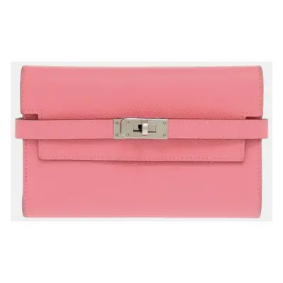 Hermes Rose Azalee Epsom Leather Medium Kelly Wallet